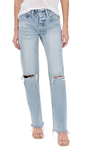 ♡*♡様 ★MOUSSY VINTAGE MV Odessa Slim Stra MOUSSY VINTAGE Women's Odessa Straight Low Jeans, Light Blue, 23
